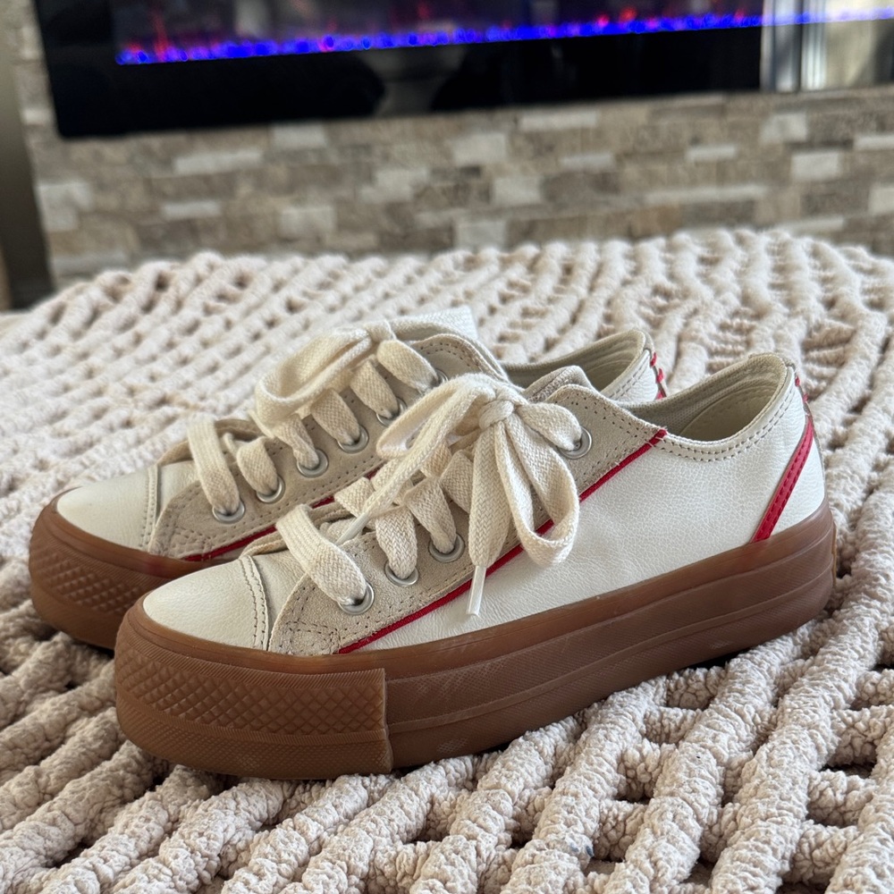 Converse Cream and Red All Star Sneakers